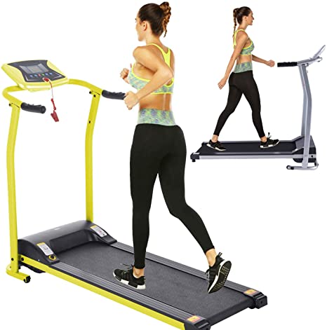 Electric Folding Treadmill for Home with LCD Monitor,Pulse Grip and Safe Key Fitness Motorized Running Jogging Walking Exercise Machine Space Saving for Home Gym Office Easy Assembly