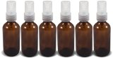 2oz Amber Glass Lotion Bottles with Fine Stream Clear Treatment Pump 6 Pack