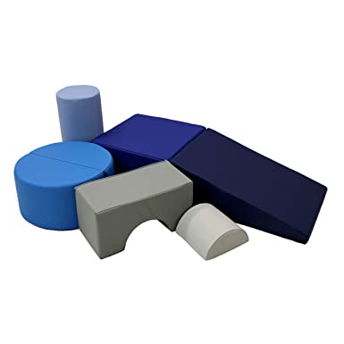 Factory Direct Partners - 12364-NVPB SoftScape Playtime and Climb Multipurpose Soft Foam Playset (6-Piece) - Navy/Powder Blue