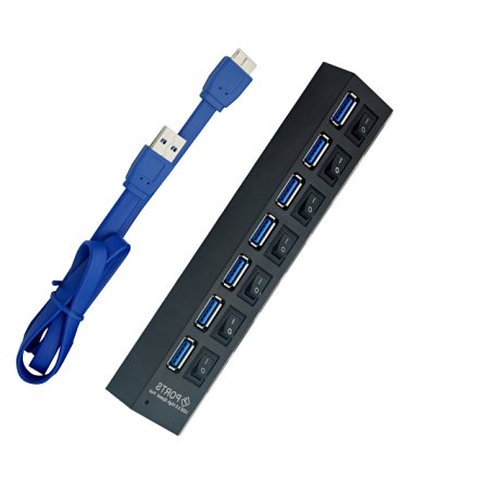 TONSUM 7 Port USB 3.0 Hub,7-Port Ultra-Mini Hub with Individual Power Switch