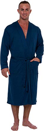 Ross Michaels Men's Lightweight Robe - Luxury Knit Sleep Jersey Bathrobe w/Tie Waist