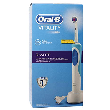 Braun Oral-B Vitality 3D White Rechargeable Electric Toothbrush With 2 Minute Timer