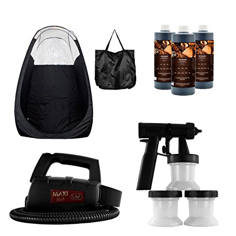Maxi-Mist Lite Sunless Spray Tanning KIT Tent Machine Airbrush Tan Maximist BLK