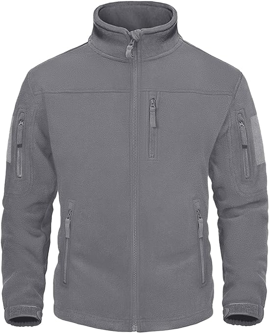 MAGNIVIT Men's Full Zip Tactical Jacket Fall Winter Windproof Soft Polar Coats with 5 Zip Pockets