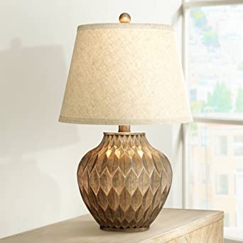 Buckhead Modern Accent Table Lamp Warm Bronze Geometric Urn Tapered Drum Shade for Living Room Family Bedroom Bedside Office - 360 Lighting