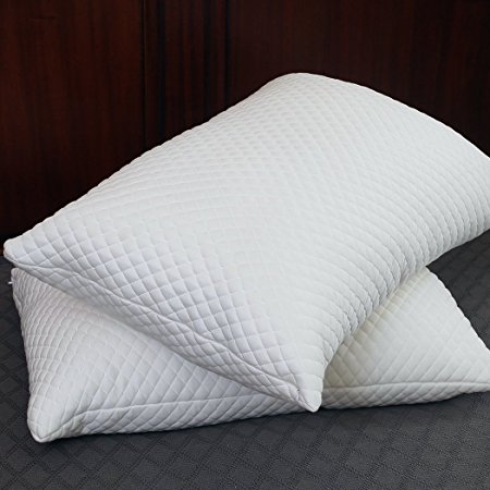Set of 2, Adjustable Height Latex Pillow, Bed Pillows With Washable Removable Cover, Standard/Queen