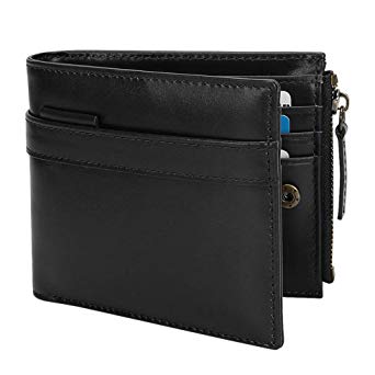 Wallet for Men-Genuine Leather RFID Blocking Bifold Stylish Wallet With Zipper (Christmas gift)