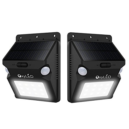 OxyLED OxySol SL07 Dual Motion Sensors Solar Wall Light, 210 Degrees of Motion Detection, 12 LEDs Solar Outdoor Security Lighting, Wireless Waterproof Landscape Path Light (2 pack)