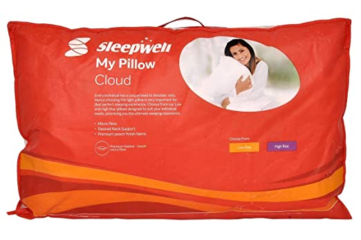 Sleepwell Cloud Cotton Fibre Soft Pillow with Pillow Cover Pack of 2 (White, Standard)