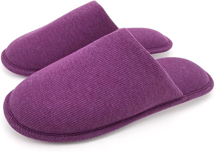 ofoot Womens Breathable Cotton Cozy Summer House Slippers, Memory Foam Washable Ladies Home Slides Non Slip Rubber Sole