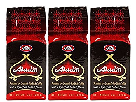 Elite Aladin Turkish Roasted Ground Coffee 7oz (3 Pack)