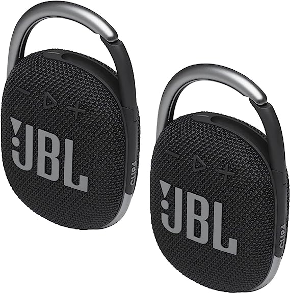 2 Pack JBL Clip 4 Waterproof Wireless Audio Bluetooth Speaker Bundle (Black)