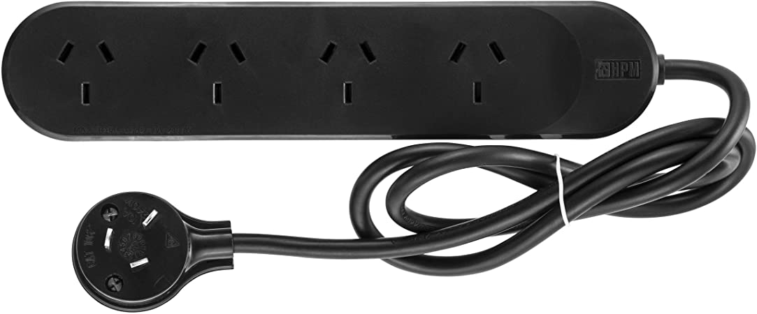 HPM R105BL 4 Outlet Powerboard with 0.9 Metre Lead, Black