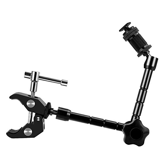 Sinvitron® 11 inch Magic Monitor Arm   Large Super Clamp Large Crab Pliers Clip for DSLR Rig Camera to Monitor LED Light