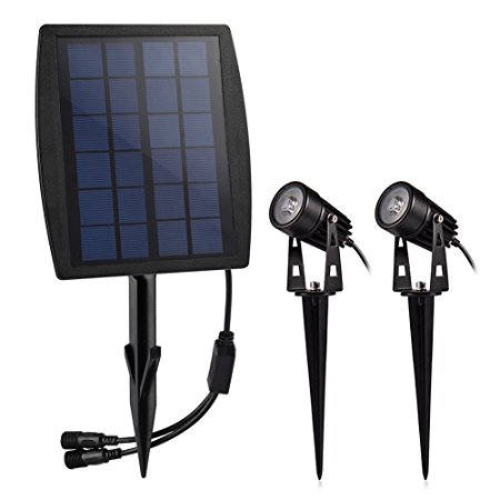 LEDGLE LED Solar Spotlight Outdoor Waterproof Light with Automatic On/Off for Driveway