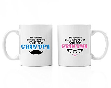 Grandpa & Grandma My Favorites Premium 11oz Coffee Mug Gift | Perfect First Time Grandparents Gifts, Nana and Papa, New Baby Gifts for Grandparents Personalized Unique Grandfather Grandmother Presents