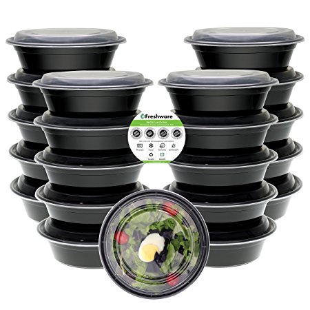 Freshware Meal Prep Containers [21 Pack] Bowls with Lids, Food Storage Bento Box | BPA Free | Stackable | Lunch Boxes, Microwave/Dishwasher/Freezer Safe, Portion Control, 21 day fix (28 oz)