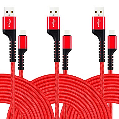 USB C Charger Cable, UNISAME 3 Pack 10Ft Heavy Duty Braided Type C Reversible Connector Fast Charging Data Cable for Galaxy S8 S8  Note 8, ZTE ZMAX Pro, LG G6 G5 V20 Nexus 6P 5X Oneplus 3 5