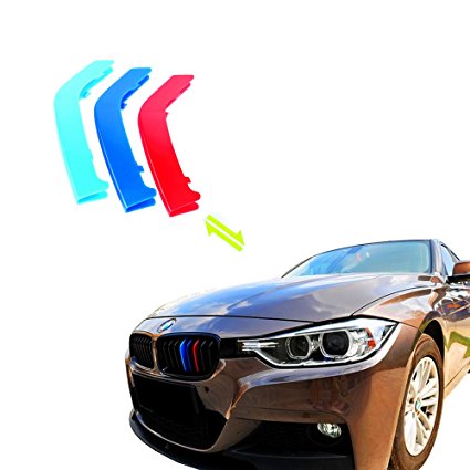 Jackey Awesome Exact Fit ///M-Colored Grille Insert Trims For 2013-2017 BMW F30 F31 3 Series 320i 328d 328i 335i M-Performance Black Kidney Grilles (For BMW 2013-2017 3 Series,8 Beams)