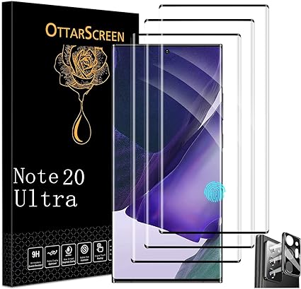 Galaxy Note 20 Ultra Screen Protector, 3 Pack Tempered Glass Screen Protector【3 1 Pack 】1 Pack Camera Lens Protector, Compatible Fingerprint, 3D Glass 9H Hardness Tempered Glass Screen Protector for