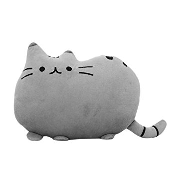 Pillow Pet Cute Big Cat Shaped Cushion Sofa Decorative Soft Toy Plush Doll 15inches 1PC (grey)
