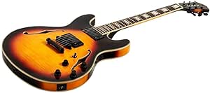 Monoprice Semi-Hollow-Body Electric Guitar, Right, Sunburst (610503)