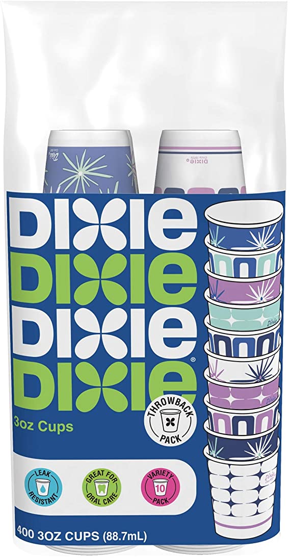 Dixie Paper Bath Cups, 3oz Cups, Pack of 400 Cups, Colors/Styles Vary