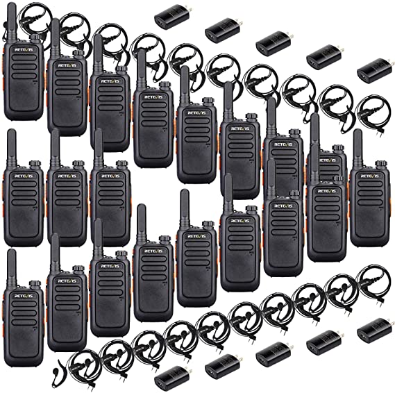 Retevis RT69 Walkie Talkies Rechargeable,Two Way Radios Long Range,Channel Lock Neck Lanyard Flashlight,Portable 2 Way Radio with Earpiece,for School Hotel Restaurant(20 Pack)