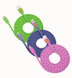 3 Pack 10ft Durable Hi-Speed Braided Flat Noodle Lightning USB SYNC Cable Charger Cord for iPhone 6 6 Plus 5 5C 5S iPad 4 iPad Mini Ipad Air Air 2 iPod Touch 5th Gen Nano 7th Gen Support Latest IOS 8-pin to USB - green purple pink