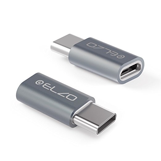 Elzo 2 Packs USB-C to Micro USB Adapter Converts USB Type-C Input to Micro USB Convert Connector For Type-C Devices LG/MacBook and More, Space Gray