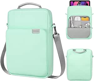 MoKo 9-11 Inch Tablet Sleeve Bag Handle Carrying Case with Shoulder Strap Fits iPad Pro 11 inch,iPad 10th 10.9,iPad 9/8/7th Generation 10.2,iPad Air 5/4th 10.9,iPad 9.7,Tab S8/S9 11", Mint Green