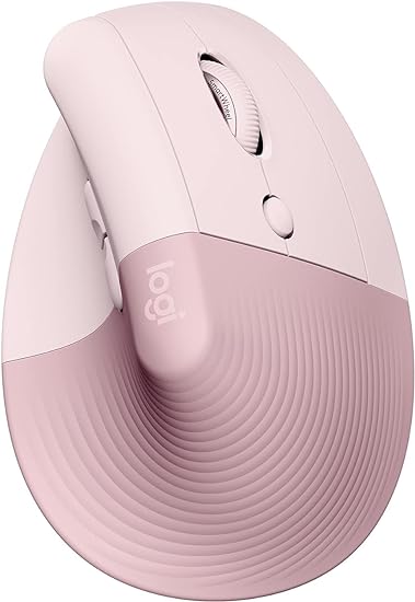 Logitech Lift Vertical Ergonomic Mouse, Wireless, Bluetooth or Logi Bolt USB Receiver, Quiet clicks, 4 Buttons, Compatible with Windows/macOS/iPadOS, Laptop, PC - Rose (Renewed)