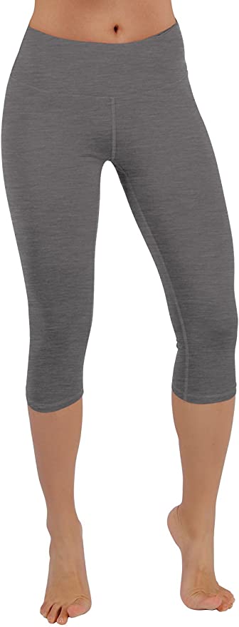 ODODOS Women's Mid Waisted Tummy Control Yoga Capris,19" Inseam Leggings with Inner Pockets