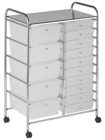 ECR4Kids 15-Drawer Mobile Organizer, White