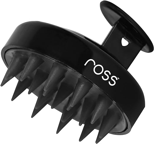 Ross Round Hair Scalp Massager Shampoo Brush, Super Soft Bristles, Exfoliating, Anti-Dandruff (Black)