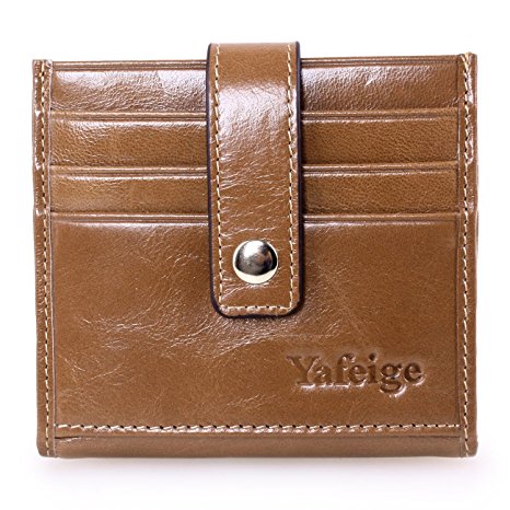 Yafeige Women's Genuine Leather Card Case Mini Wallet Slim Credit Card Holder Purse