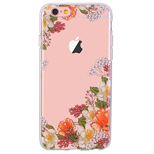 iPhone 6 Plus /6S Plus Case, LUOLNH HD Floral Series TPU Bumper Soft Protective Slim Flexible Silicone Glossy Skin Cover Phone Case for iPhone 6 Plus/6S Plus 5.5 inch -Elegant Flower