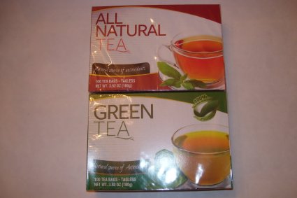 Greenbrier All Natural and Green Tea Combination 100 Tagless Bags each