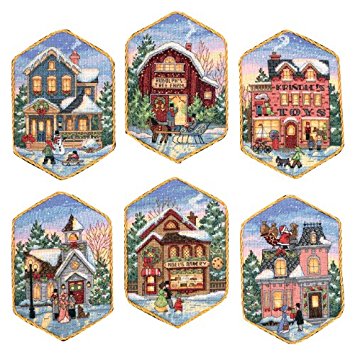 Dimensions Needlecrafts Counted Cross Stitch, Christmas Village Ornaments