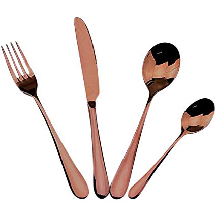 Lightahead 16pcs Stainless Steel Flatware Tableware Cutlery Set (Rose Gold)