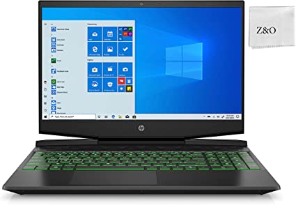 2021 Newest HP Pavilion Gaming 15-Inch Micro-EDGE Laptop, Intel Core i5-10300H Processor, NVIDIA GeForce GTX 1650 (4GB), 32 GB SDRAM, 512 GB SSD, Windows 10 Home (Shadow Black/Acid Green), w/Z&O Fiber