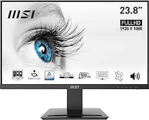 MSI Pro MP243X Monitor Profesional, de 23,8' FHD, 1920 x 1080, 100 Hz, IPS, Plano, Anti-glare, 16:9, 300 nits, Negro