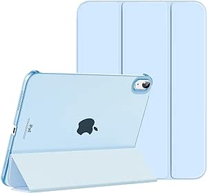 MoKo Case for iPad 10th Generation 2022, Slim Stand Hard PC Translucent Back Shell Smart Cover Case for iPad 10th Gen 10.9 inch 2022, Support Touch ID, Auto Wake/Sleep, Sky Blue