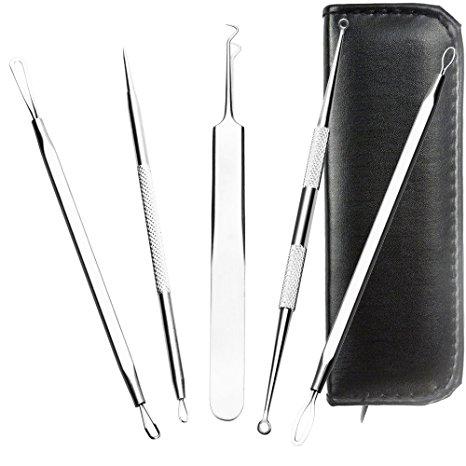 Blackhead Remover Extractor Spot Removal Kit, Raniaco Surgical Stainless Steel Pimple Acne Blemish Blackheads Whitehead Comedone Extraction Tweezer Removal Black Head Treatment Tool