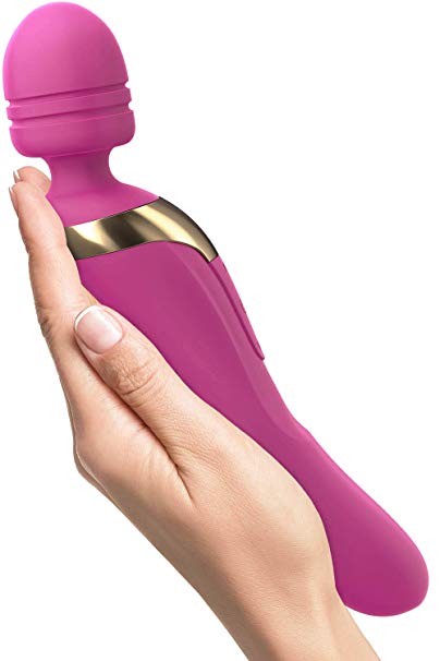 Therapeutic Wand Massager - Handheld Cordless and Powerful - 8 Speeds 20 Vibrating Patterns - USB Rechargeable - Magic Recovery Effect for Body - Back Neck Shoulder Feet - Rose red