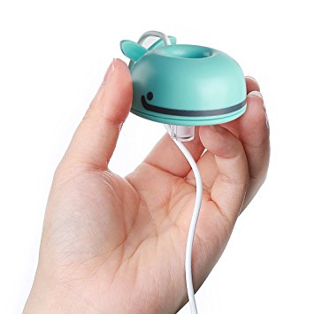 UnicornTech HM-03 Ultra Portable Cool Air Humidifier with USB Cable for Office Home Travel - Cute Whale Shape - Put It Into a Cup with Water, Plug in USB Cable, It Offers You Fresh Mist Air - Mini Ultrasonic Mist Air Humidifier (Blue)