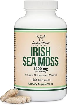 Irish Sea Moss Capsules, Ultra High Purity Potent Extract (180 Count, 1,200mg per Serving) (from Wildcrafted and Raw Chondrus Crispus) by Double Wood Supplements