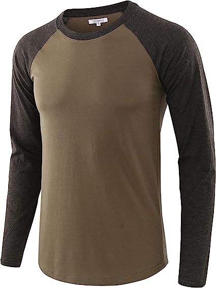 Vetemin Mens Casual Basic Soft Active Sports Long Raglan Sleeve Running Gym Baseball T-Shirt