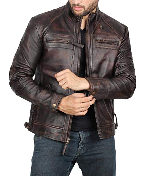 Brown Leather Jacket Men - Genuine Lambskin Distressed Black Leather Jackets for Men