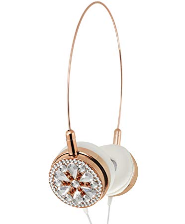 Lily England Jewelled Rose Gold Headphones Over Ear With Microphone